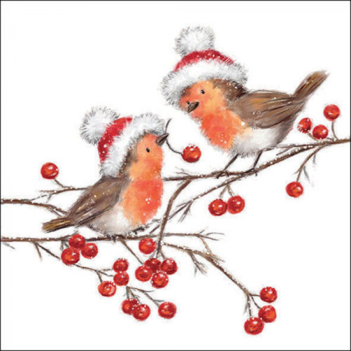 Serviette X-Mas Robin