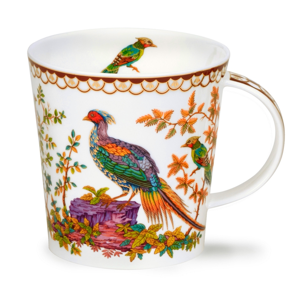 Dunoon Cairngorm Natoru Burgundy Becher 4.8 dl mit orientalischem Vogelmotiv und 22 Carat Goldveredelung von David Broadhurst
