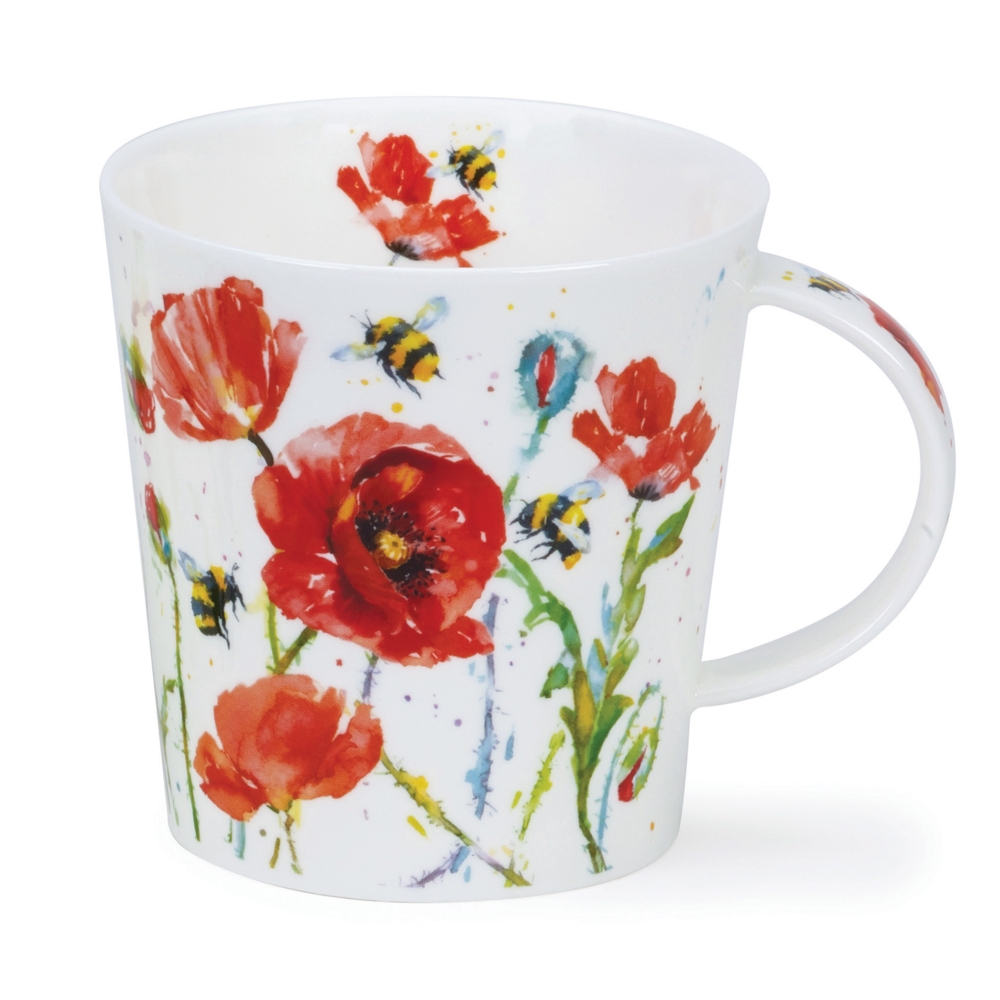 Dunoon Cairngorm Busy Bees Poppy Becher 4.8 dl mit Bienen- und Mohnblumenmotiv von Harrison Ripley