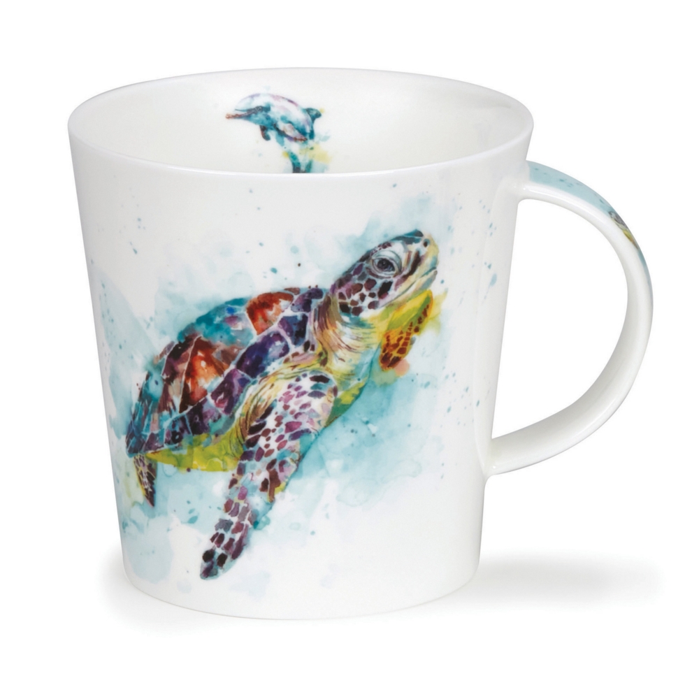 Dunoon Cairngorm Marine Life Flippers Becher 4.8 dl mit farbenfrohem Meeresmotiv von Harrison Ripley
