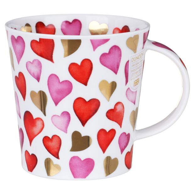 Dunoon Cairngorm Lovehearts Red Becher 4.8 dl mit Herzdekor und 22 Carat Goldveredelung von Caroline Bessey