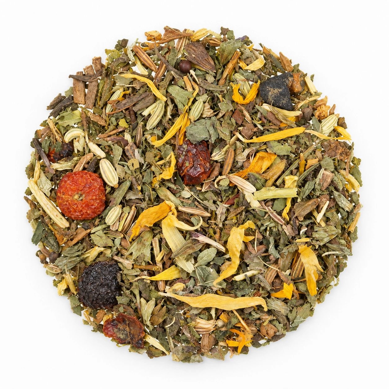 Kräutermischung Abendruhe mit verschiedenen Kräutern, Blüten und Beeren