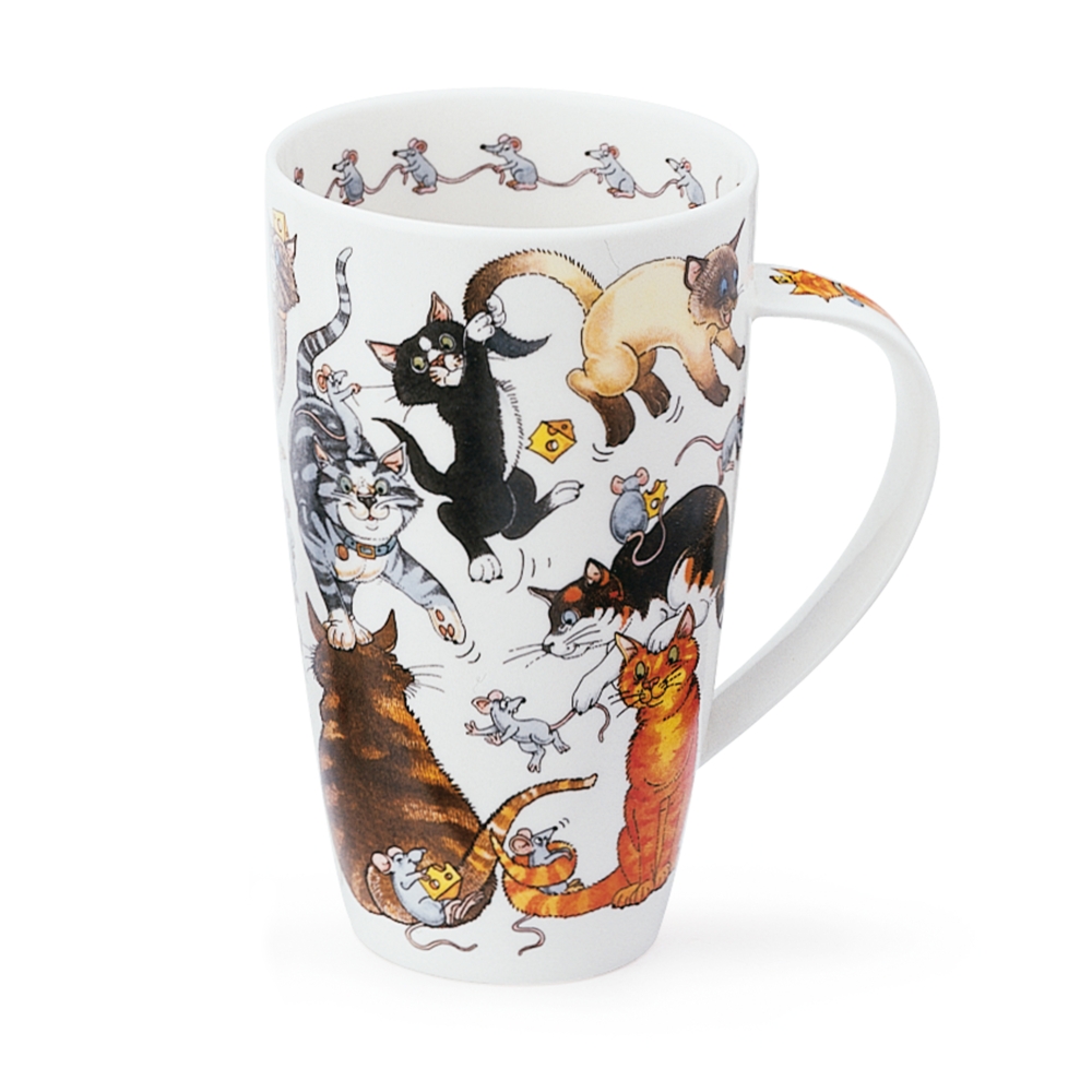 Dunoon Henley Pussy Galore Becher 6 dl aus Fine Bone China Porzellan mit fröhlichem Katzenmotiv