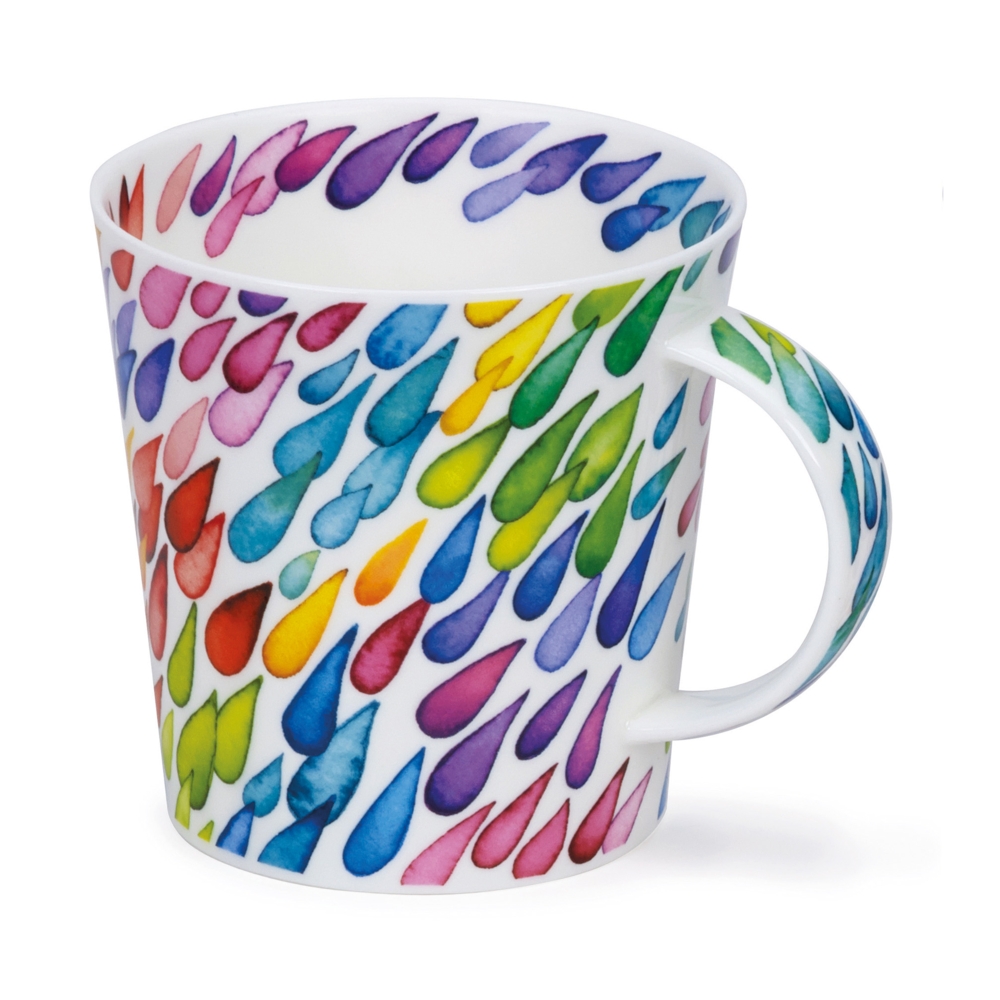 Dunoon Cairngorm Monsoon Diagonal Becher 4.8 dl mit diagonalem Aquarell-Regentropfen-Dekor von Caroline Bessey