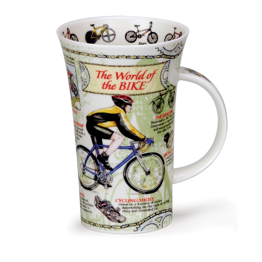 Dunoon Glencoe World of Bike Fine Bone China Porzellan Becher 5 dl mit Fahrradmotiv und Radsportillustrationen