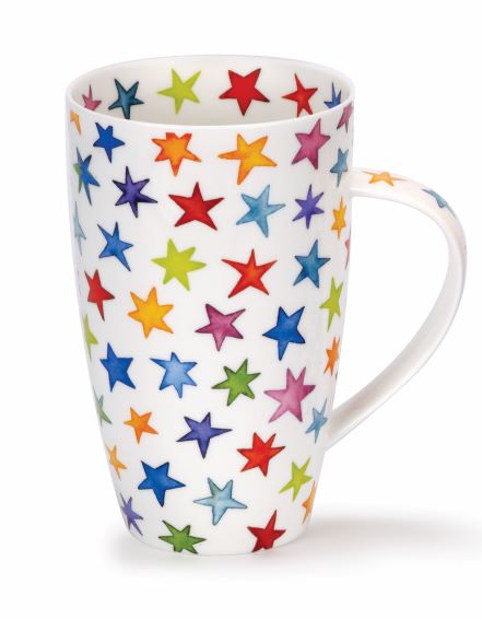 Dunoon Henley Starburst Becher 6 dl aus Fine Bone China Porzellan mit bunten Sternen