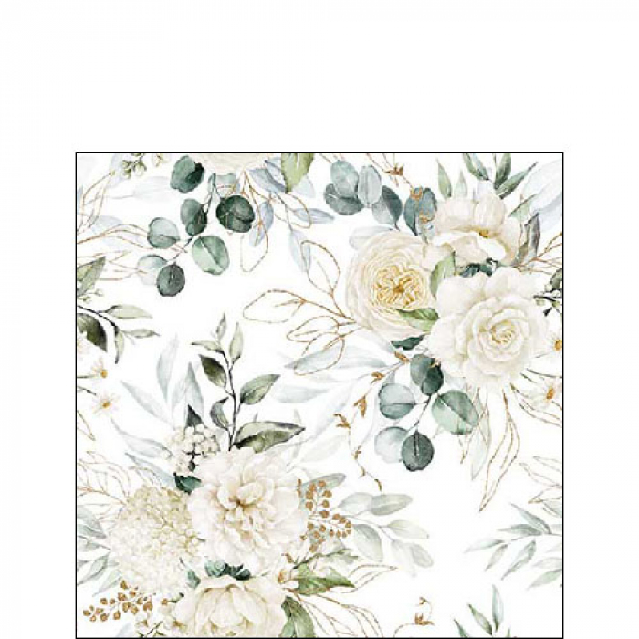 Eukalyptus mit weissem Blumenbouquet