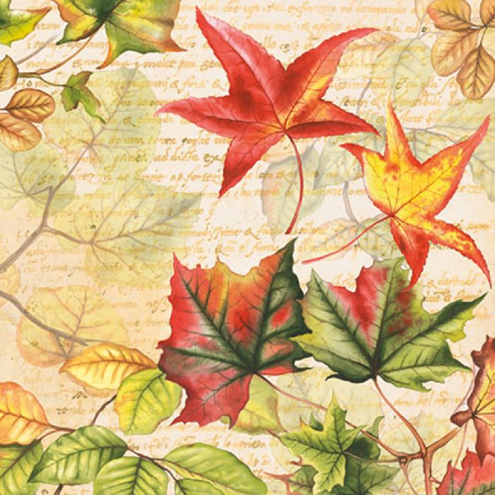 Serviette Herbstzeit mit farbenfrohen Ahornblättern