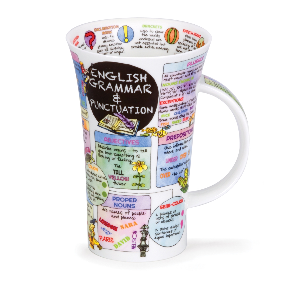 Dunoon Glencoe English Grammar Fine Bone China Porzellan Becher 5 dl mit Grammatikmotiv von Caroline Dadd