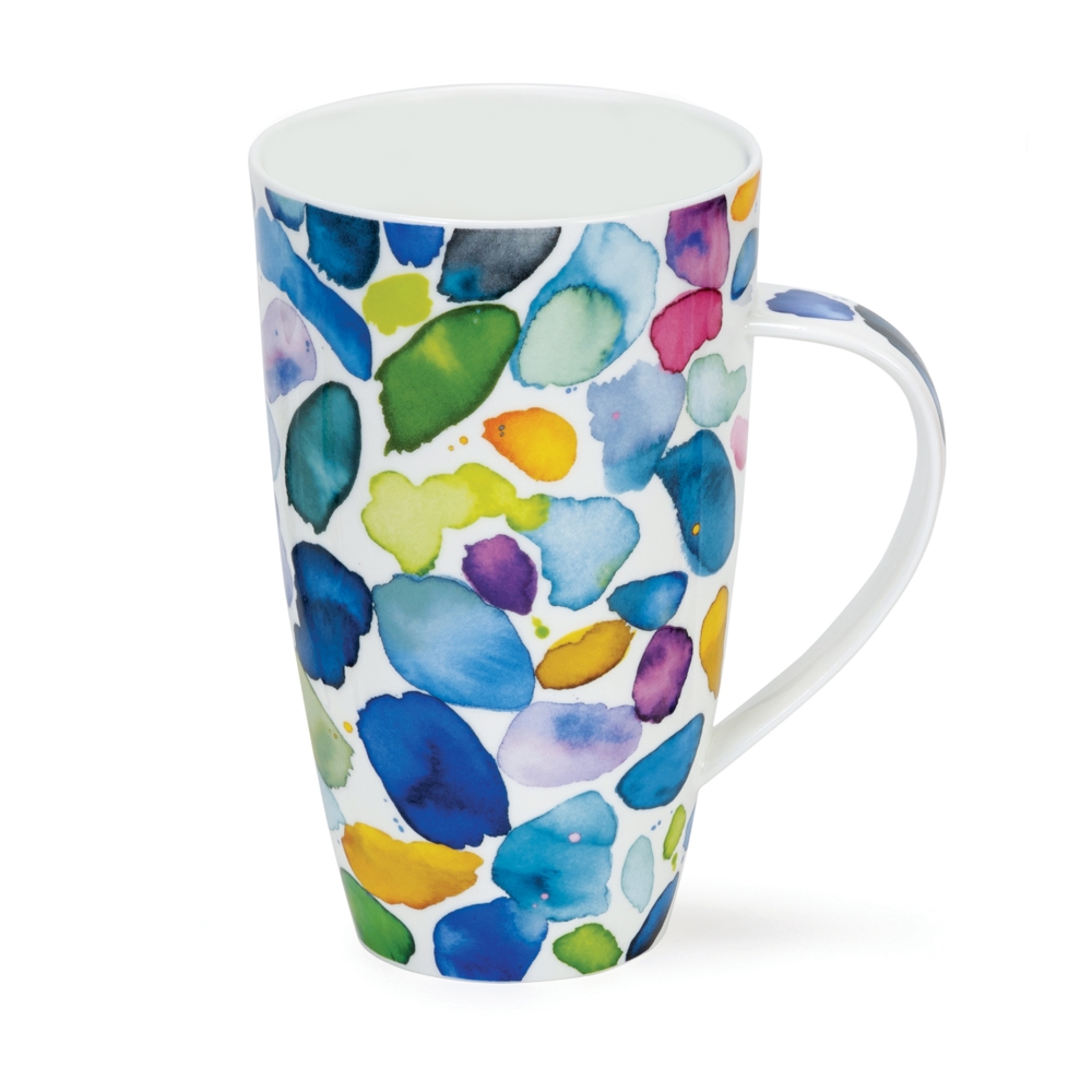 Dunoon Henley Becher Blobs Blue aus Fine Bone China Porzellan mit Punktemotiv 6dl