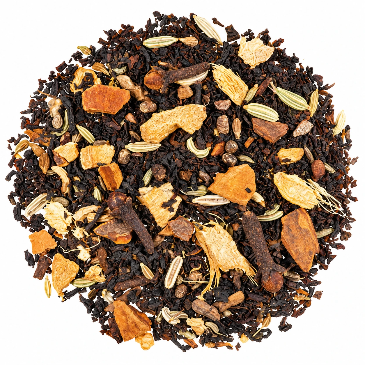 Masala Chai Schwarztee mit Gewürzen, Ingwer, Fenchel und Nelken