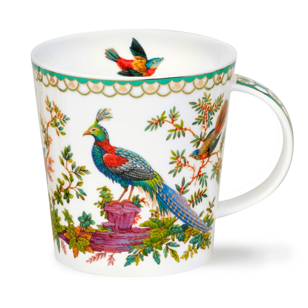Dunoon Cairngorm Natoru Turquoise Becher 4.8 dl mit orientalischem Vogelmotiv und 22 Carat Goldveredelung von David Broadhurst