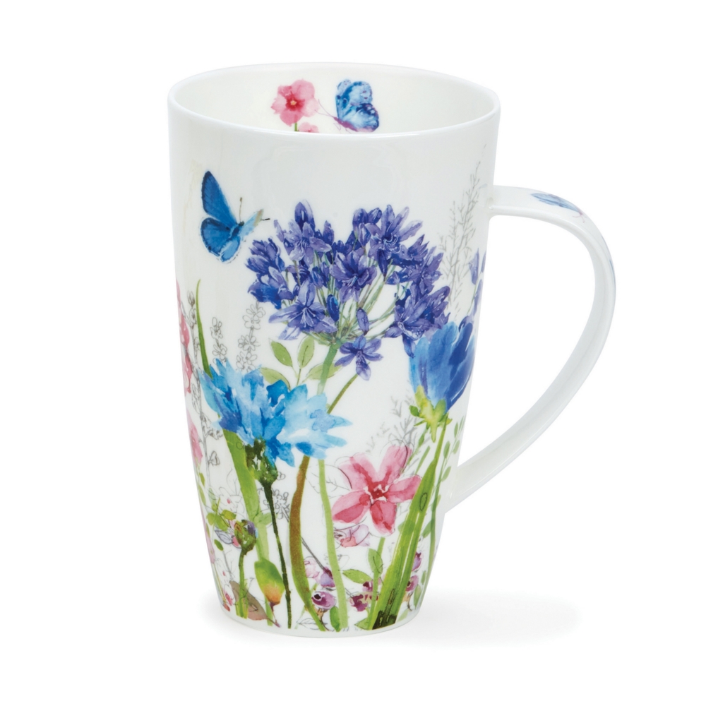 Dunoon Henley Meadow Breeze Blue Becher 6 dl aus Fine Bone China Porzellan mit filigranem Wiesenblumenmotiv von Michele Aubourg