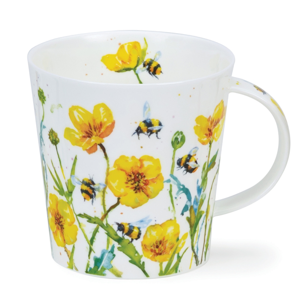 Dunoon Cairngorm Busy Bees Buttercup Becher 4.8 dl mit Bienen- und Hahnenfussmotiv von Harrison Ripley