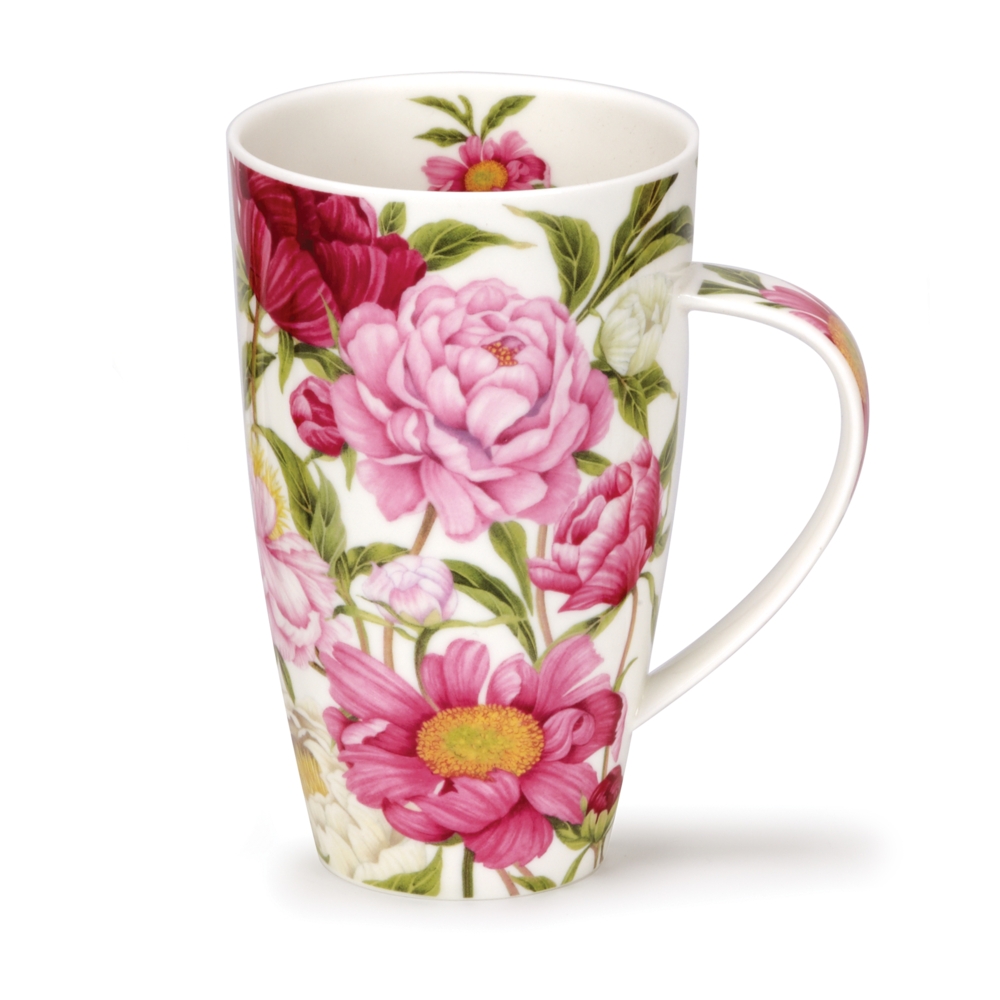 Dunoon Henley Peonies Becher 6 dl aus Fine Bone China Porzellan mit elegantem rosa Pfingstrosenmotiv