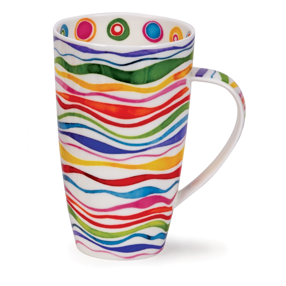 Dunoon Henley Ripple Becher 6 dl aus Fine Bone China Porzellan mit bunten gewellten Streifen