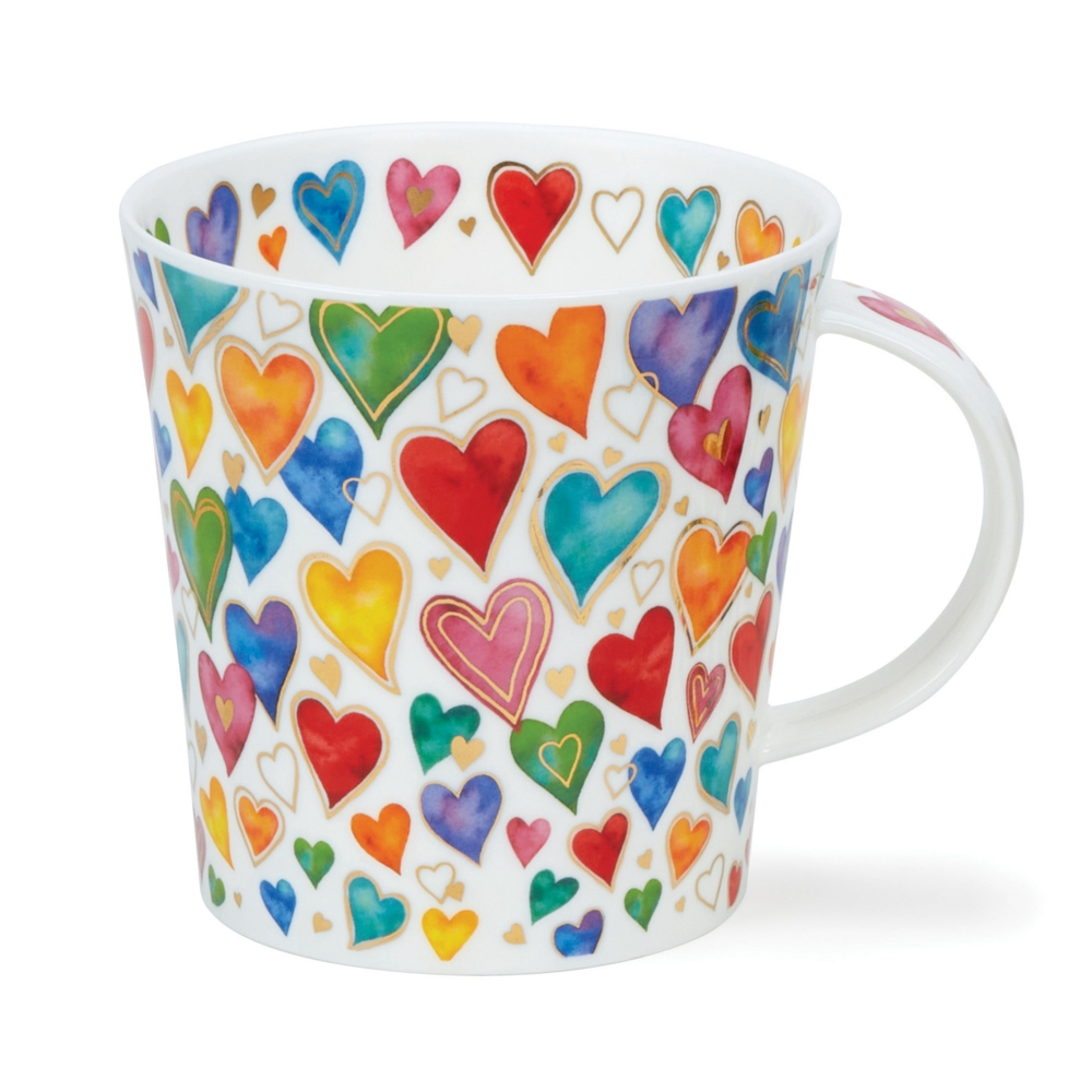 Dunoon Cairngorm Dazzle Hearts Becher 4.8 dl mit Herzdekor und 22 Carat Goldveredelung von Caroline Bessey