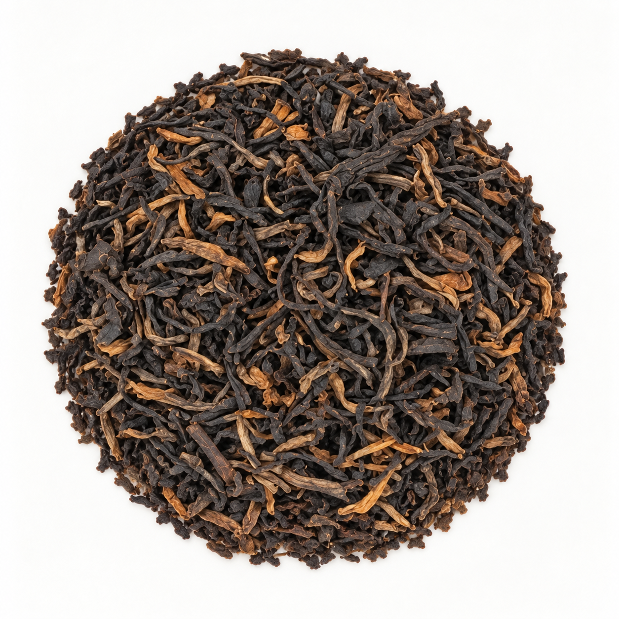 Lose, dunkle Blätter des Bio Schwarztees Assam Tonganagaon Second Flush FTGFOP1 mit goldbraunen Blattspitzen