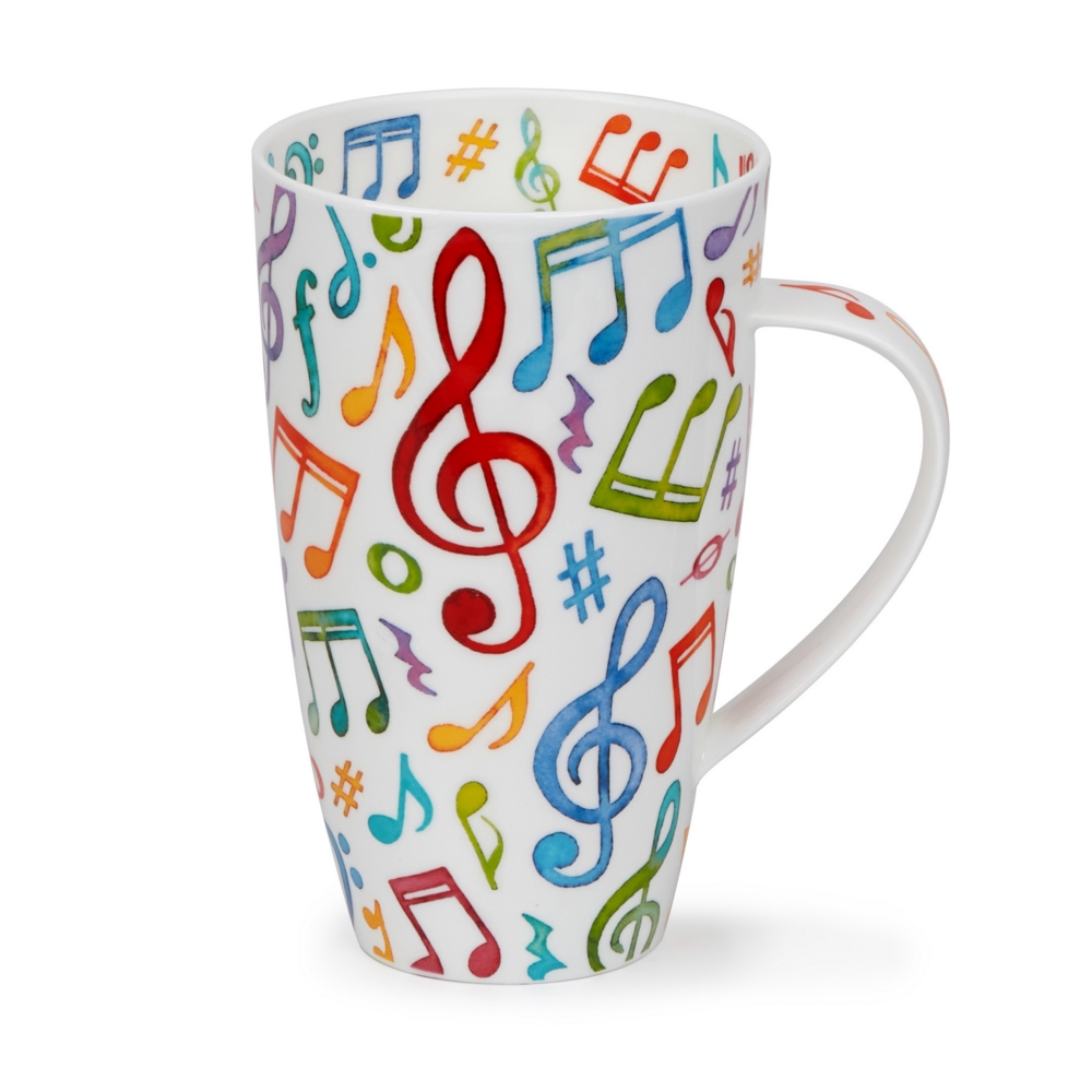 Dunoon Henley Fine Bone China Porzellan Becher 6 dl mit Upbeat Motiv und verschiedenen bunten Noten in lebendiger, moderner Gestaltung