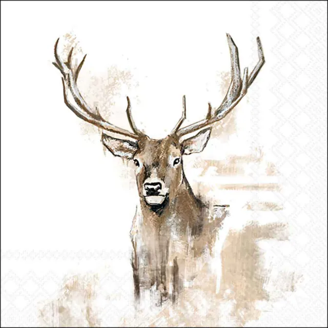 Servietten mit Hirsch und Geweih in heller winterlicher Waldlandschaft