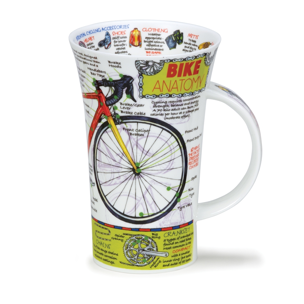 Dunoon Glencoe Bike Anatomy Fine Bone China Porzellan Becher 5 dl mit Fahrradmotiv von Caroline Dadd