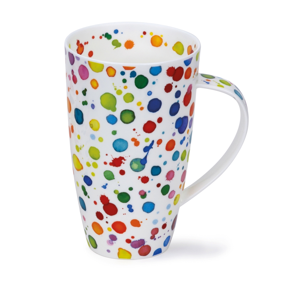 Dunoon Henley Splat Becher 6 dl aus Fine Bone China Porzellan mit buntem Kleckspunktmotiv