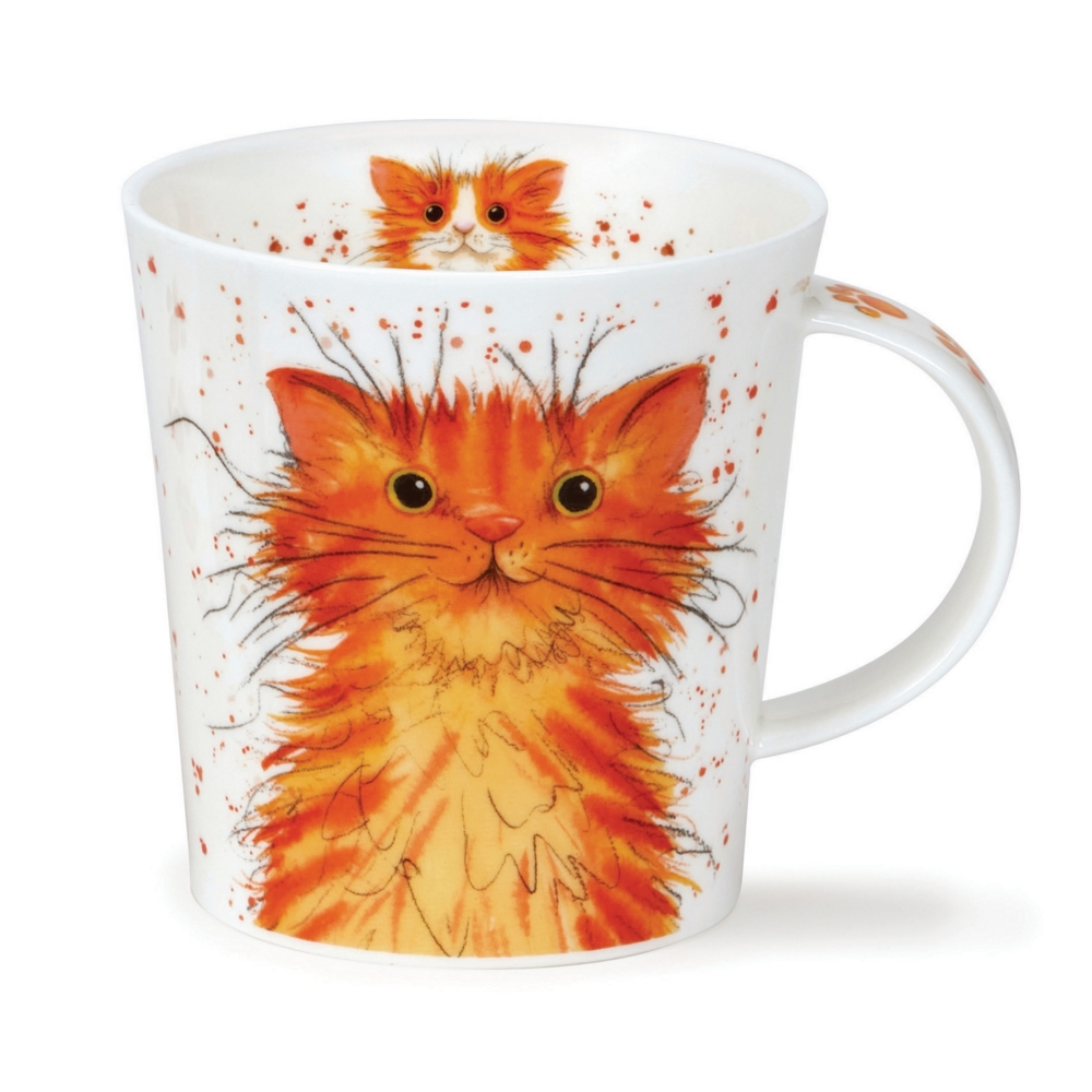 Dunoon Lomond Catter Splatter Ginger Fine Bone China Becher 3.2 dl mit gingerfarbenem Katzenmotiv