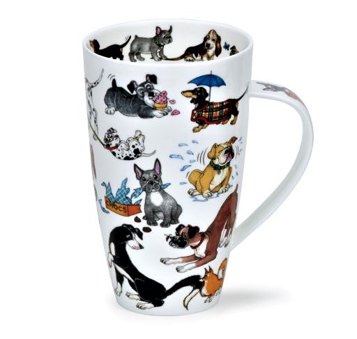 Dunoon Henley Becher mit Hundemotiv Barking Mad aus Fine Bone China Porzellan 6dl
