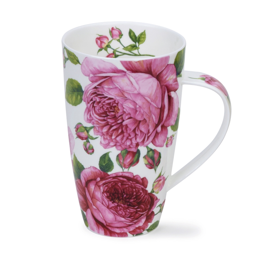 Dunoon Henley Rosabunda Becher 6 dl aus Fine Bone China Porzellan mit rosa Blumenmotiv