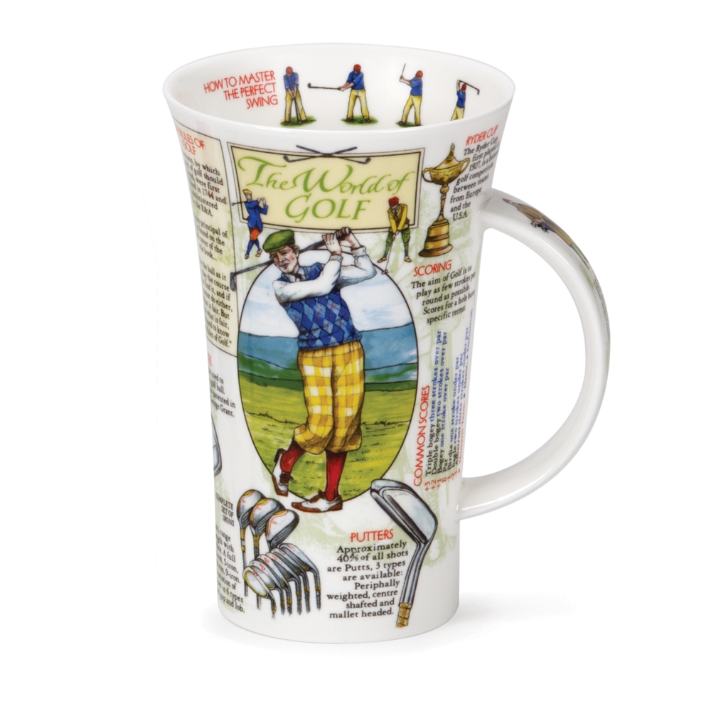 Dunoon Glencoe World of Golf Fine Bone China Porzellan Becher 5 dl mit Golfmotiv von Caroline Dadd