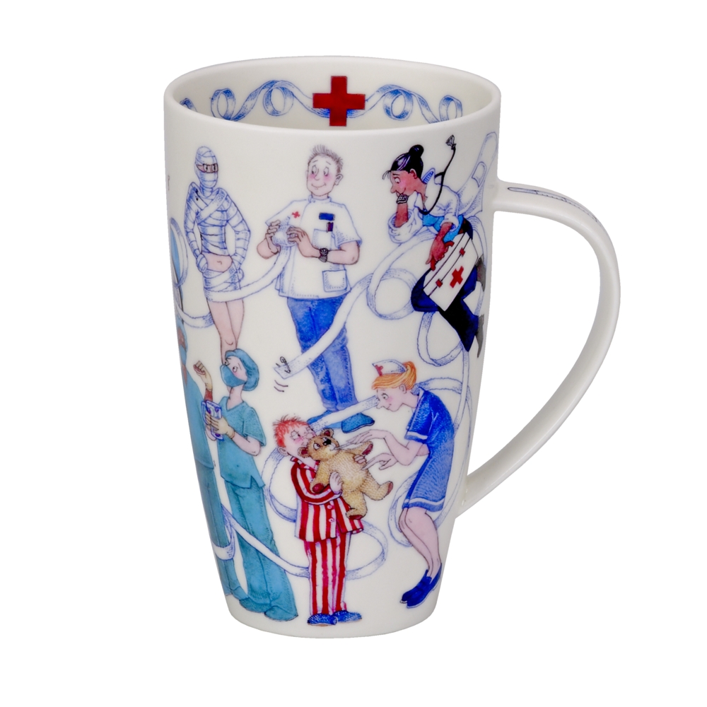 Dunoon Henley Becher Doctors and Nurses aus Fine Bone China Porzellan mit Medizinmotiv 6dl