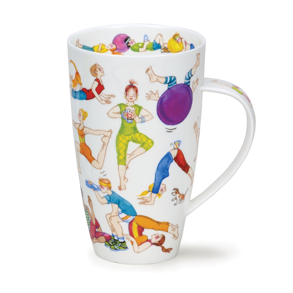 Dunoon Henley Becher Flexible Friends Yoga aus Fine Bone China Porzellan mit Yogamotiv 6dl