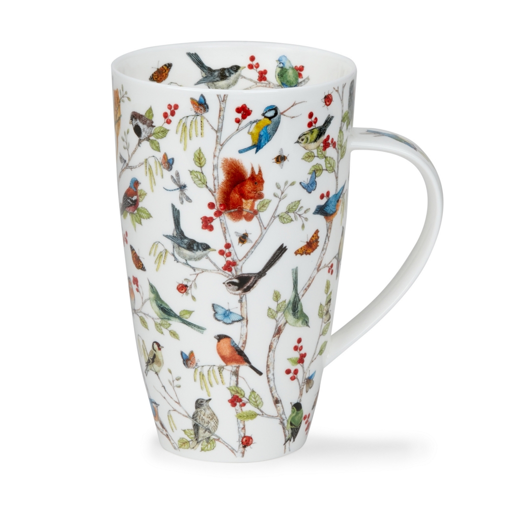 Dunoon Henley Secret Wood Becher 6 dl aus Fine Bone China Porzellan mit Vogel- und Waldmotiv