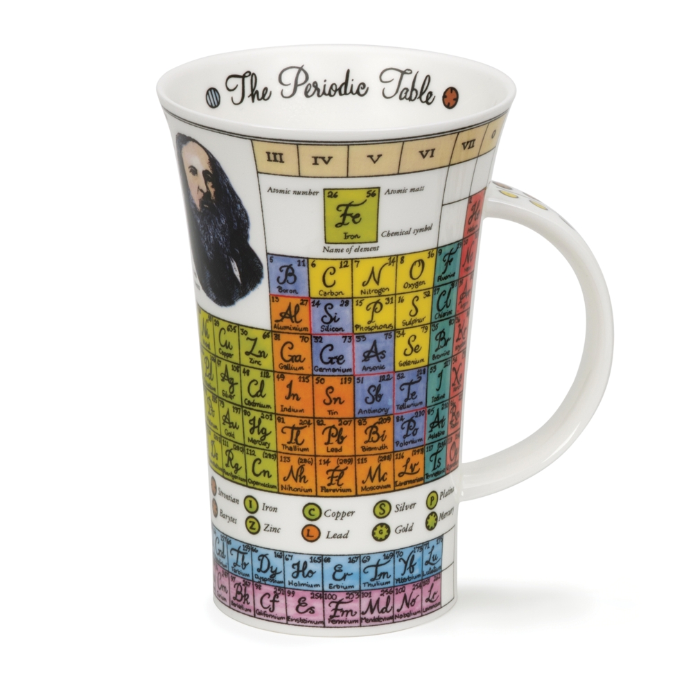 Dunoon Glencoe Periodic Table Fine Bone China Porzellan Becher 5 dl mit Chemie-Periodensystemmotiv von Jane Goodwin