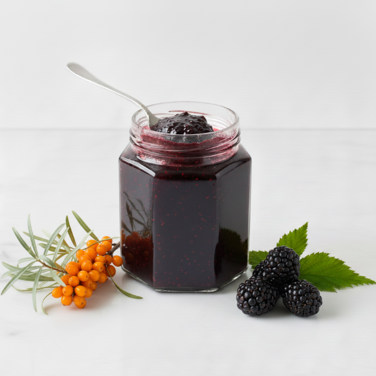 Fruchtaufstrich\n Sanddorn-Brombeer