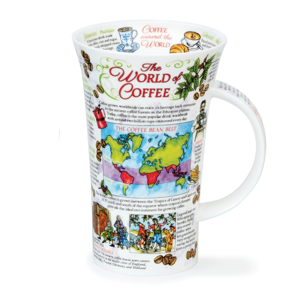 Dunoon Glencoe World of Coffee Fine Bone China Porzellan Becher 5 dl mit Kaffeemotiv von Caroline Dadd