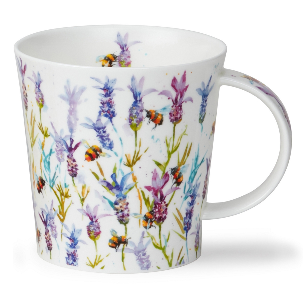Dunoon Benmore Busy Bees Fine Bone China Porzellan XXL Becher 7.5 dl mit Bienenmotiv, Lavendel und Blüten von Harrison Ripley