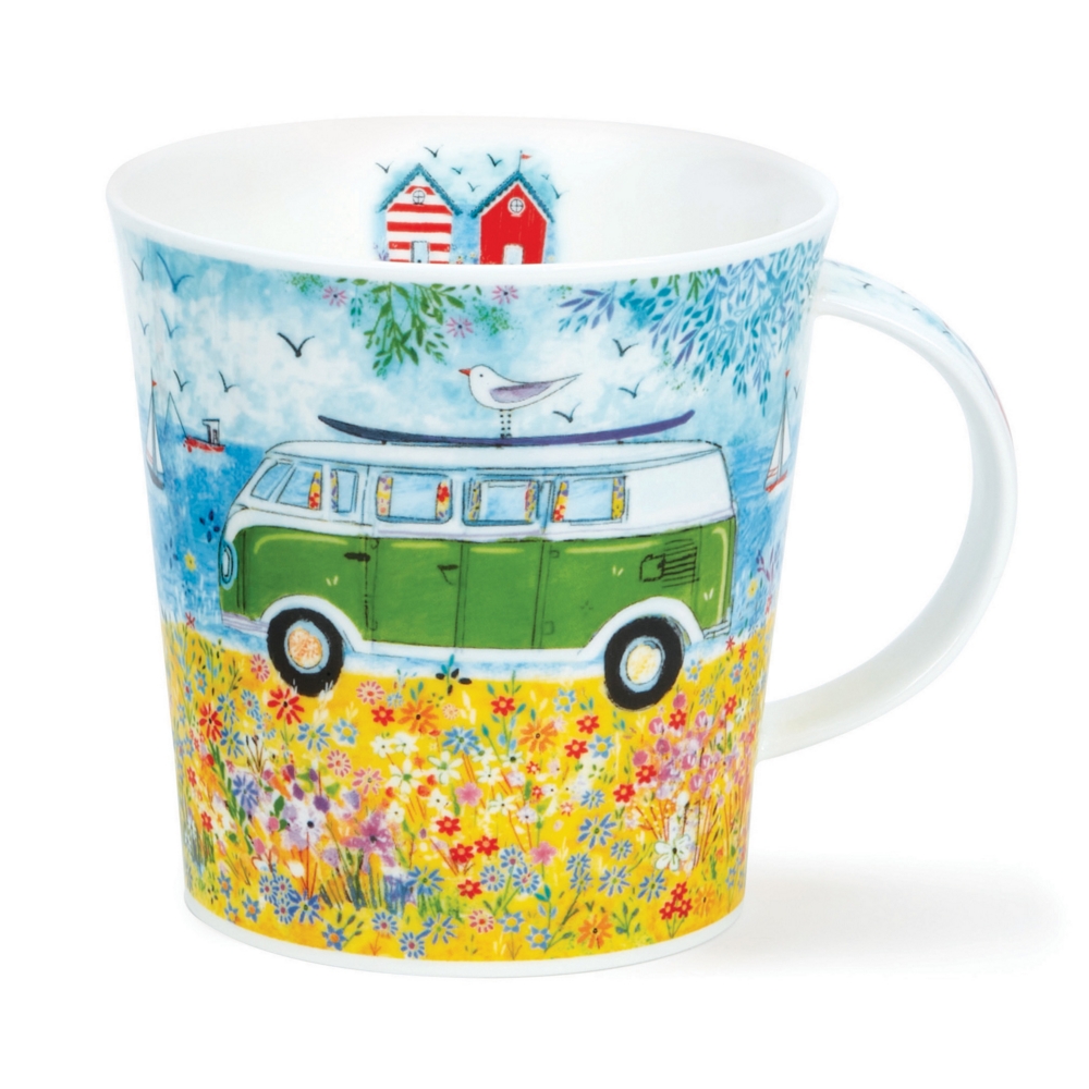 Dunoon Cairngorm Cool Campers Green Becher 4.8 dl mit farbenfrohem Campingmotiv von Claire Tupper