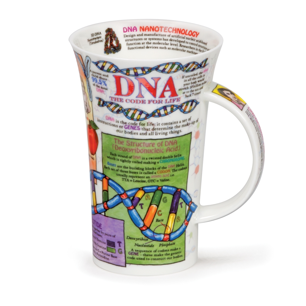 Dunoon Glencoe DNA Fine Bone China Porzellan Becher 5 dl mit Doppelhelix- und Genetikmotiv von Caroline Dadd