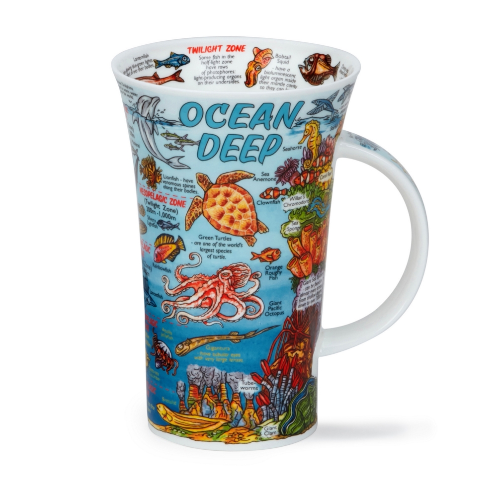 Dunoon Glencoe Ocean Deep Fine Bone China Porzellan Becher 5 dl mit Meeresmotiv von Caroline Dadd