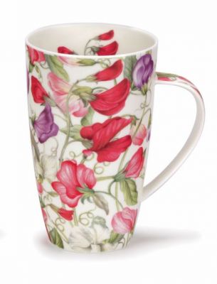 Dunoon Henley Sweet Peas Becher 6 dl aus Fine Bone China Porzellan mit Aquarell-Blumenmotiv